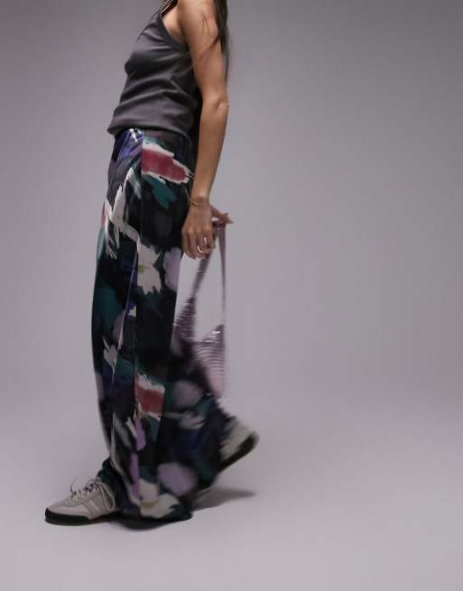 Topshop 80s graffiti print satin bias maxi skirt in multi