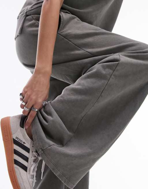 Topshop 80s premium acid wash sweatpants in green, 5 of 5