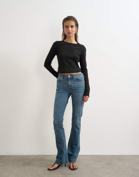 Topshop 90-tals bootcut-jeans med låg midja i mörkblått - view 1