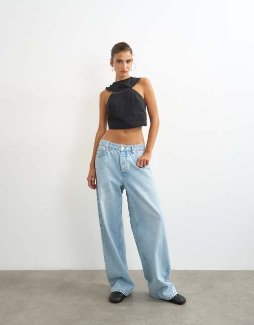 Topshop 90-tals topp med utskurna detaljer i svart, 3 av 4