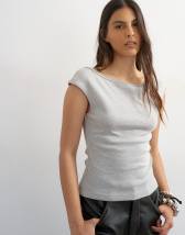 Topshop 90's boat neck vest in grey marl