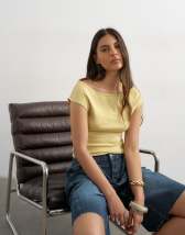 Topshop 90's boat neck vest in soft lime