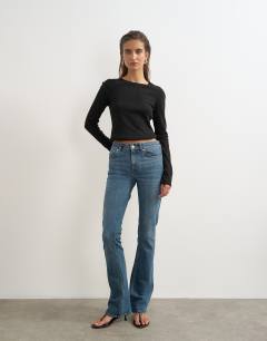 90's bootcut low rise jean in deep blue 