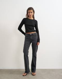 90's bootcut low rise jean in washed black