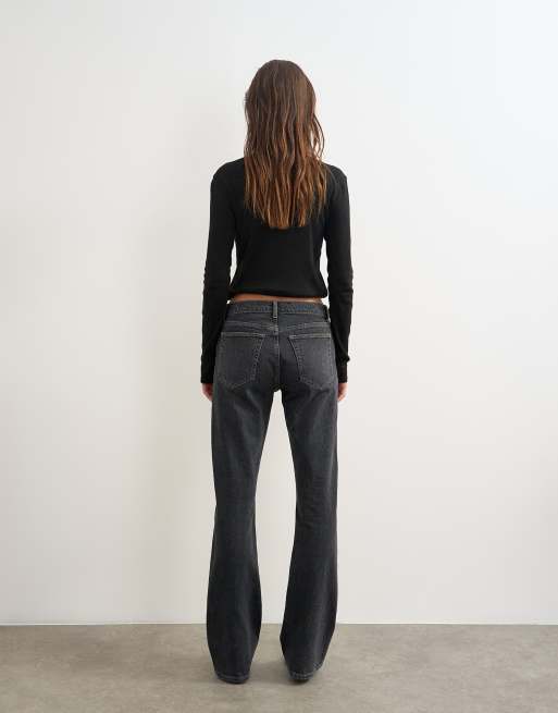 Topshop 90's bootcut low rise jean in washed black, 2 of 5