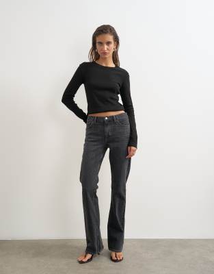Topshop 90's Bootcut Low Rise Jeans In Blue