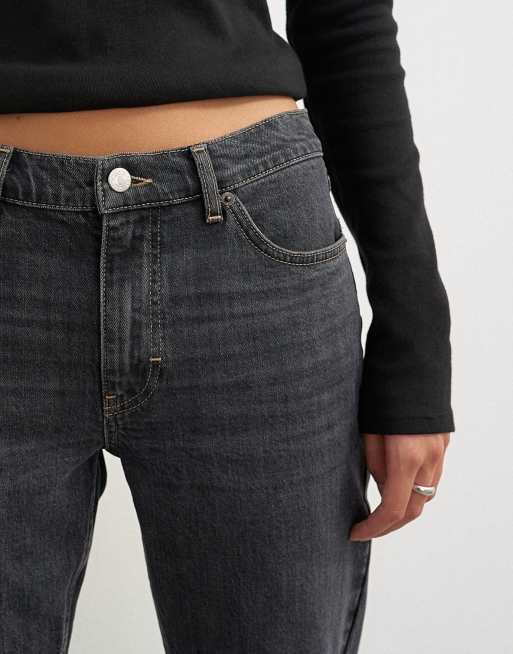 Topshop 90's bootcut low rise jeans in washed black, 4 of 5