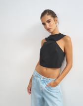 Topshop 90s cutaway top in black