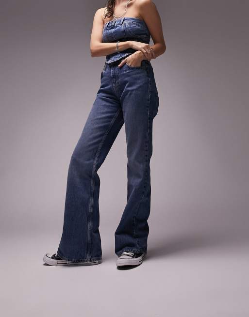 Topshop 90s flare jeans in mid blue