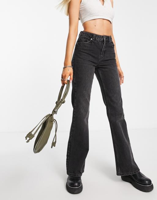 Topshop relaxed flare jeans in dirty dark gray