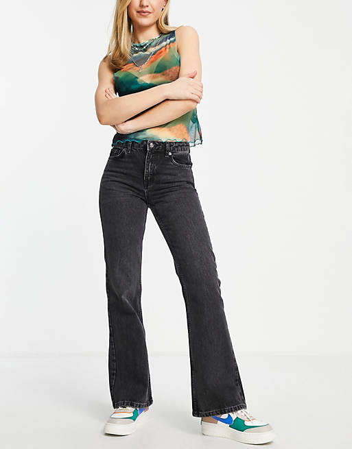 Topshop 90s flare jeans in washed black