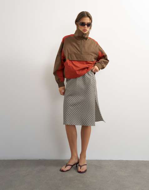 Topshop 90s length skirt in green check (Part of a set) - view 1