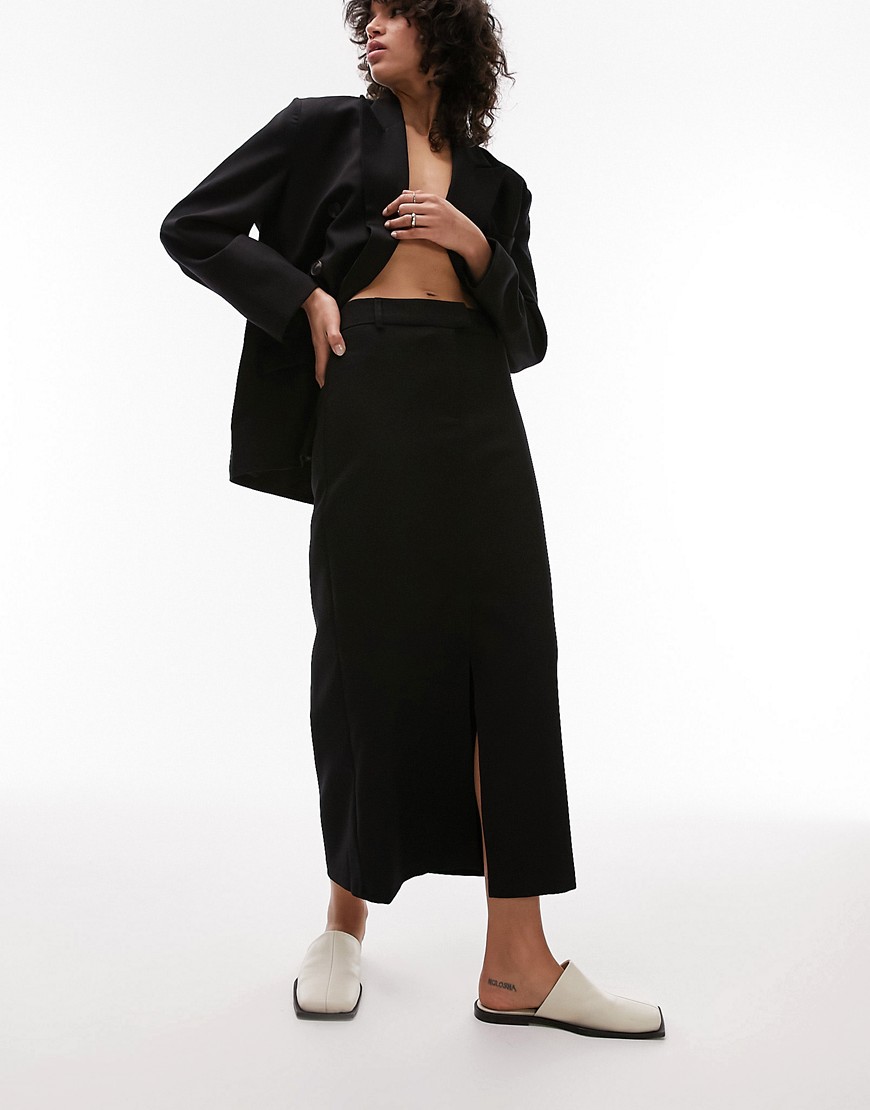Shop Topshop 90's Midaxi Tailored Skirt In Black - Part Of A Set