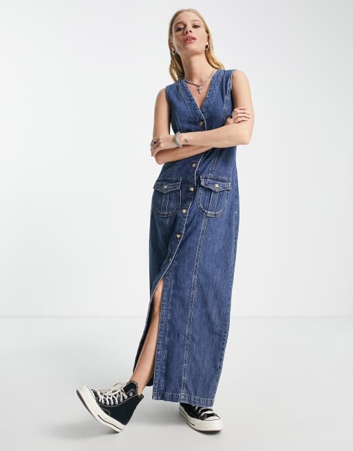 Topshop denim hot sale midi dress