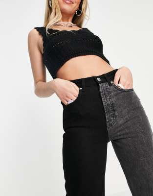 black color block jeans