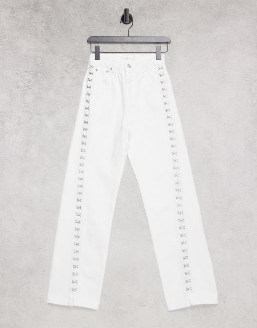 90's straight jean with hook and eye in white ASOS