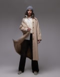 [Topshop] Topshop 90s trench coat in stone-Neutral XS stone