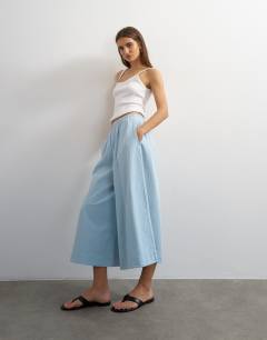 A line culotte in cornflower blue