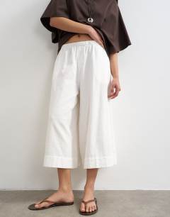 Model wearing A line culotte in white