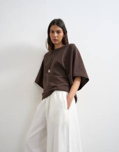 Model wearing A line culotte in white