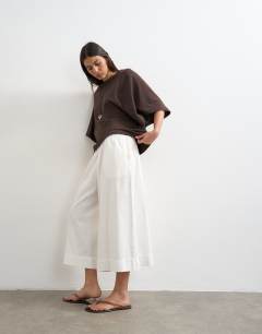 Model wearing A line culotte in white