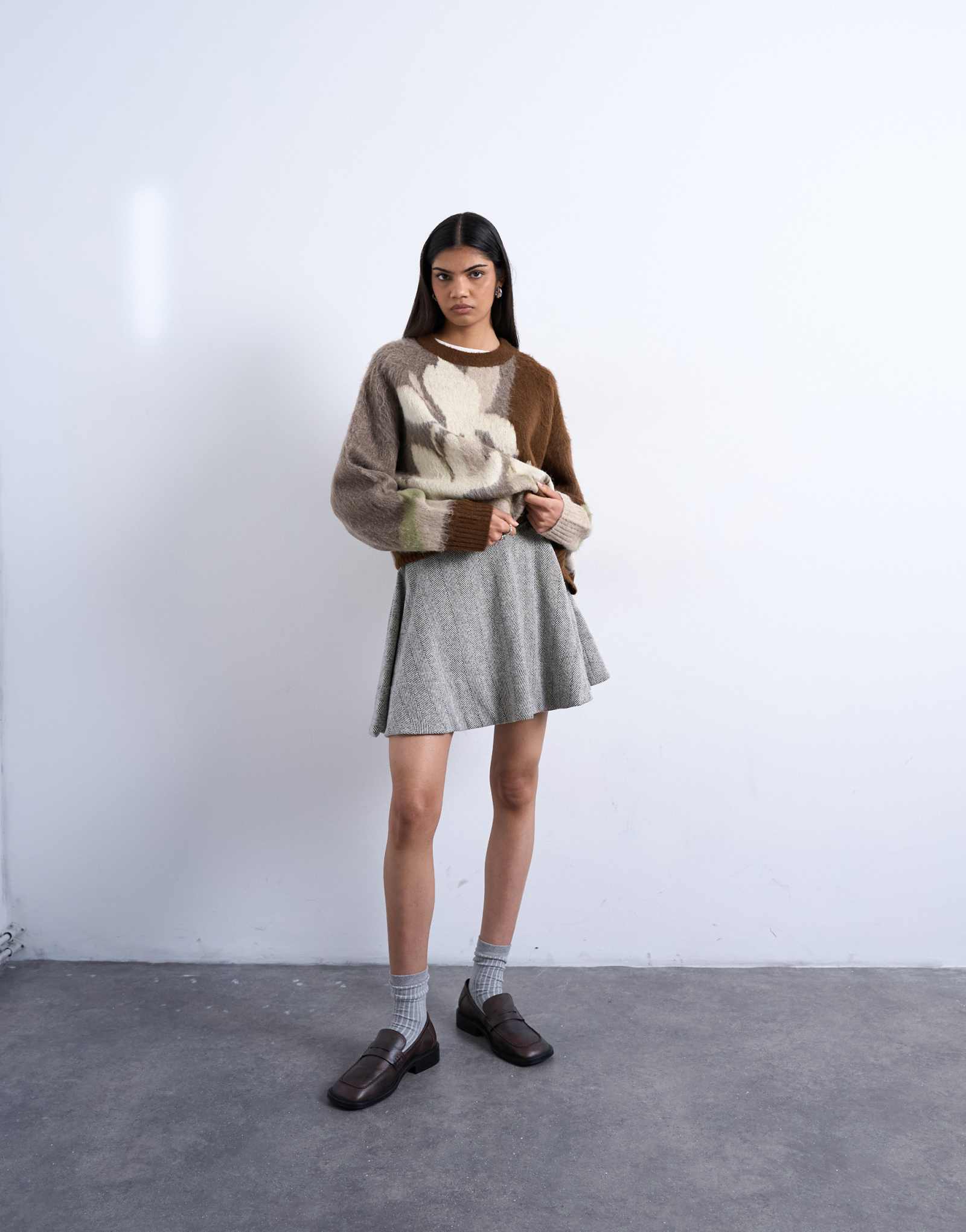 Облегающая мини-юбка а-силуэта Topshop в монохромную 