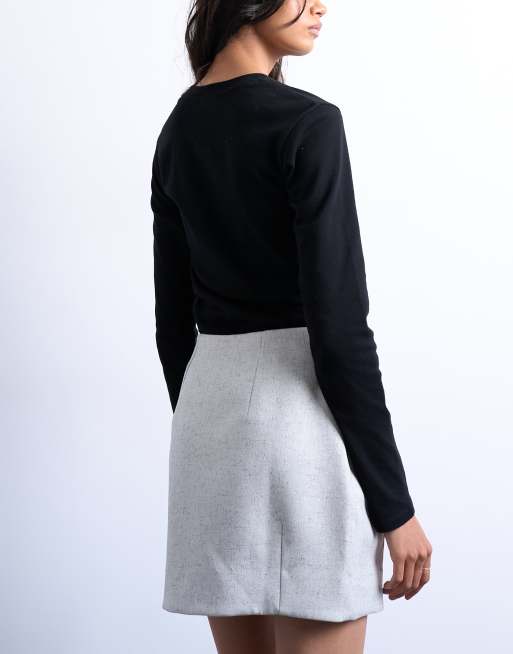 Topshop a line mini skirt in gray, 5 of 5