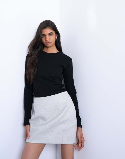 Topshop a line mini skirt in grey, 3 of 5