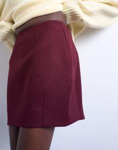 Model wearing A line mini skirt in port royale