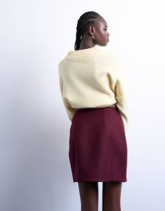 Model wearing A line mini skirt in port royale