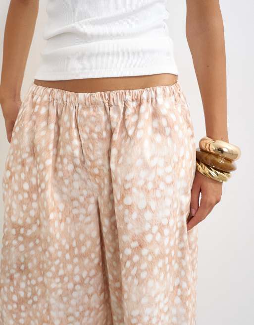 Topshop a line poplin culottes in abstract animal print, 3 of 5