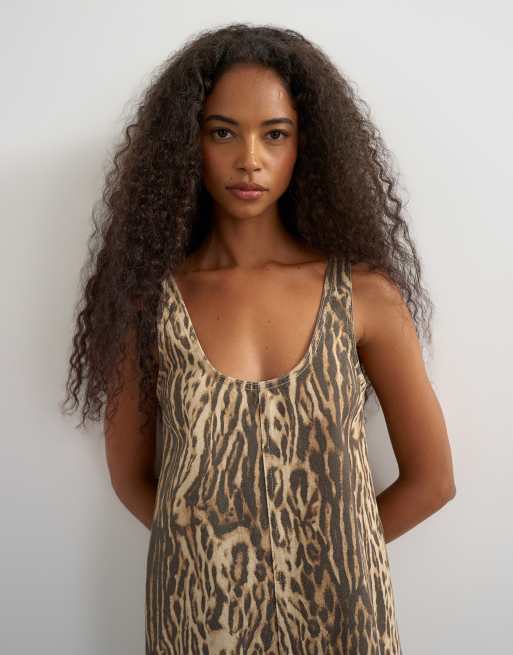 Topshop A-Linien-Minikleid mit U-Ausschnitt und Leopardenmuster, 4 von 4
