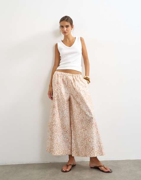 Topshop A-linjeformad poplin-culotte med abstrakt djurmönster - view 1