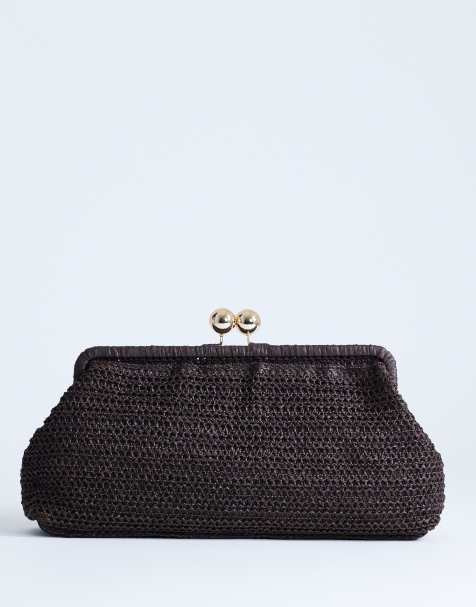 Topshop – Abbie – Clutch in Schokobraun in Flechtoptik - view 1