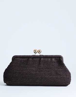Topshop Women's Chocolate Abbie Medium Woven Clutch Bag In -Brown