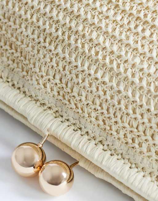 Topshop – Abbie – Mittelgroße Clutch in Naturfarben in Flechtoptik, 3 von 4