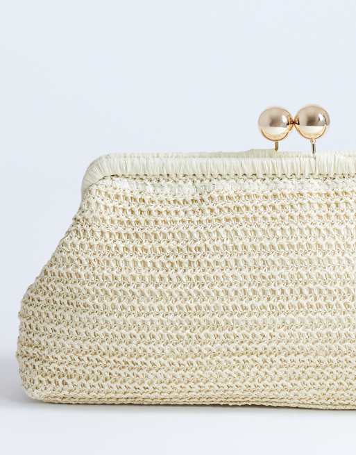 Topshop – Abbie – Mittelgroße Clutch in Naturfarben in Flechtoptik, 4 von 4