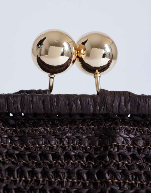 Topshop – Abbie – Mittelgroße Clutch in Schokobraun in Flechtoptik, 3 von 4