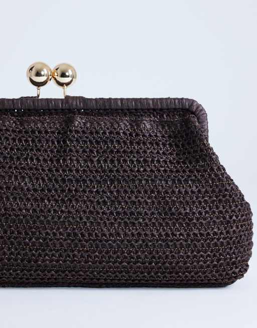 Topshop – Abbie – Mittelgroße Clutch in Schokobraun in Flechtoptik, 4 von 4