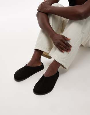 Topshop - Abbie - Mules aus Wildleder in Schwarz