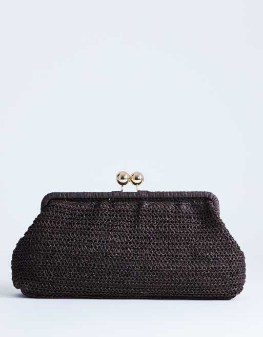 Topshop - Abbie - Pochette media color cioccolato intrecciata, 1 di 4
