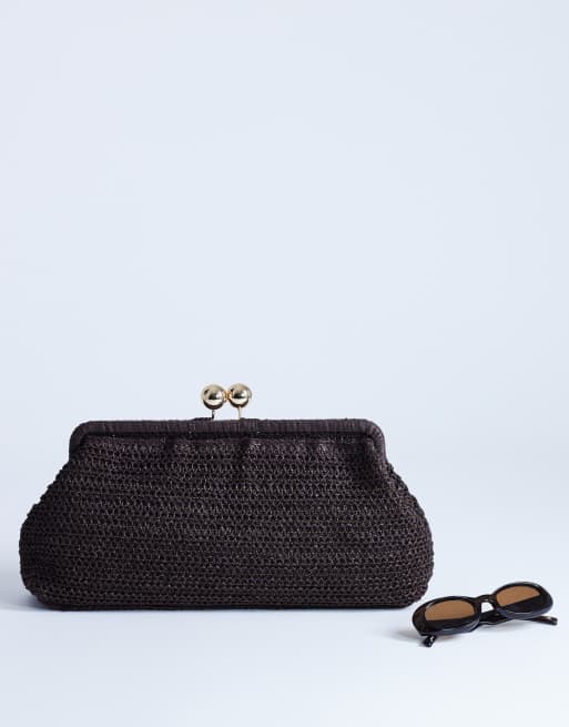 Topshop - Abbie - Pochette media color cioccolato intrecciata, 2 di 4