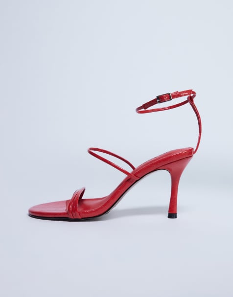 Topshop – Abbie – Riemchen-Sandalen in Rot mit Absatz - view 1