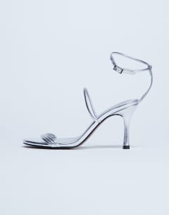 Abbie strappy mid heel sandal in silver
