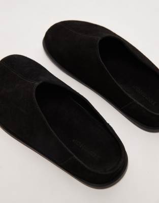 Topshop Abbie Suede Mules In Black