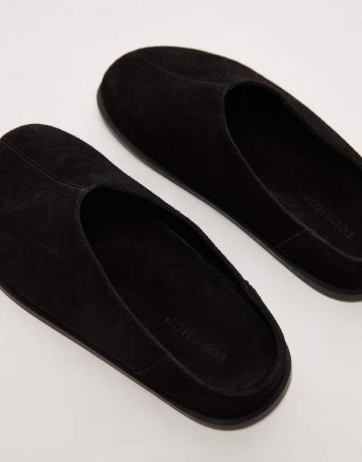 Topshop Abbie suede mules in black