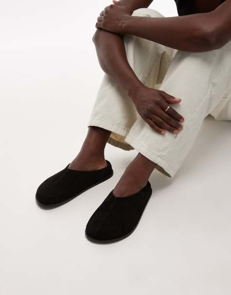 Topshop – Abbie – Svarta mules i mocka - view 1