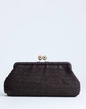 Topshop Abbie woven clutch bag in chocolate