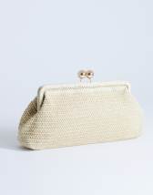 Topshop Abbie woven clutch bag in natural