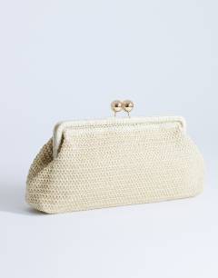 Abbie woven clutch bag in natural